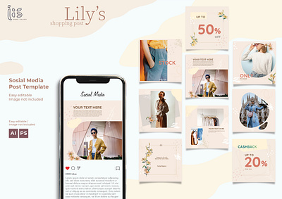 Lily's Shopping Post design fashion instagram graphic design illustration instagram post layout design social media