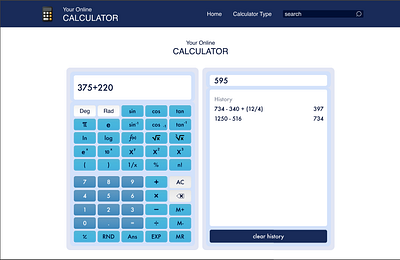 Calculator for web page #DailyUI 004 dailyui