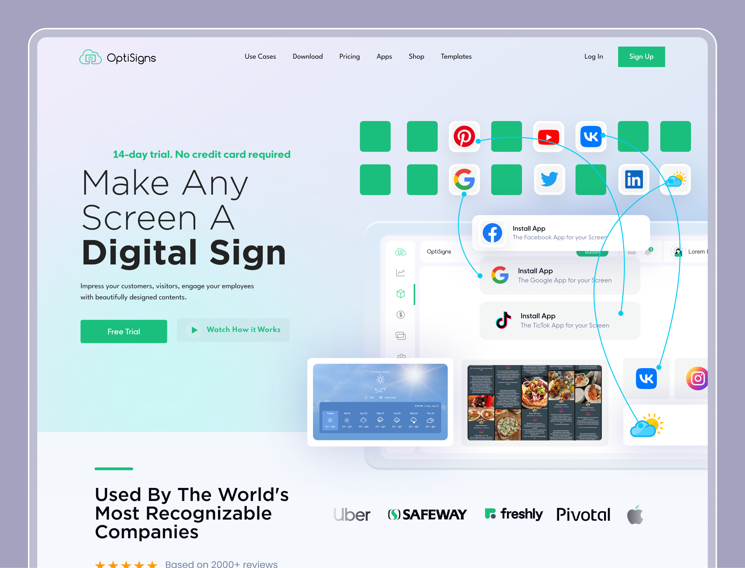 OptiSigns Website Design Concept 1 3d agency animation branding design graphic design home page illustration landing page logo motion graphics muslim optisigns ripon treandy design typography ui design uiux ux design website