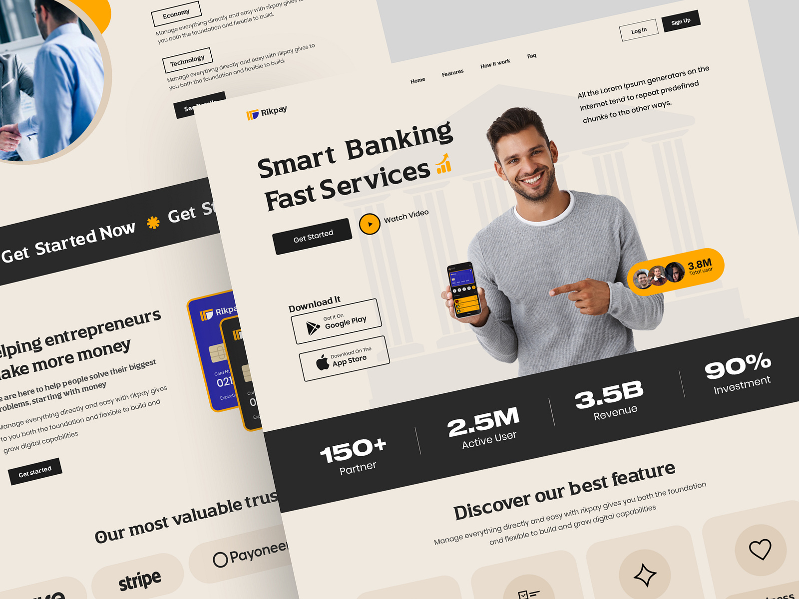 Digital Banking site Landing page by Sri Mithun Dash on Dribbble
