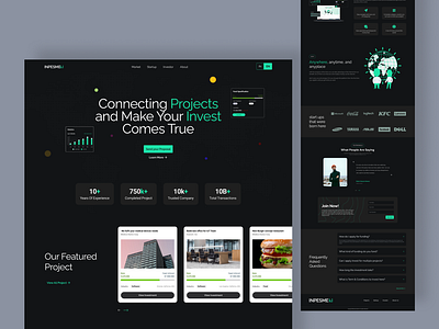 Crowdfunding landing page - Inpesmen crowdfunding dark mode donation donation website finance app fund raising funding funraising illustration invest investment landing page minimalist ui web design website