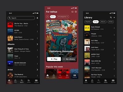 #Exploration - Music App Concept albums artist branding minimal mobile music music app songs ui ux ux design