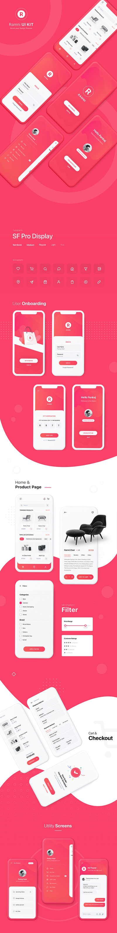 Ramni Free Mobile App UI UX Kit android app design animation app app design app interface designer app ui design apps ui design ecommerce app login mobile app mobile app design mobile ui shopping app signin signup splash ui uiux web3