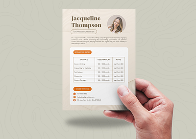 Simple Professional Copywriter Rate Card Poster branding canva canvatemplate design design graphic v graphic design logo