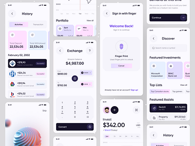 Investment App UI app banking business creative design exchange investment investment apps ios app minimal mobile money ofspace payment receive savings send transaction ux wallet