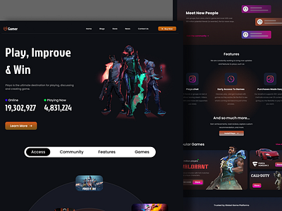 Game Webpage Design experience figma game webpage graphic design illustration ui ui design ux ux design web application web page