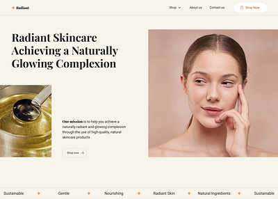 Radiant Skincare Concept cosmetic design minimal premium serum skincare ui web webflow website