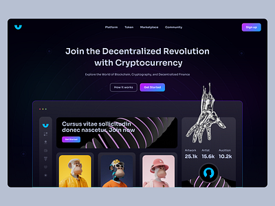 Crypto currency marker place - Hero section crypto cryptocurrency design illustration marketplace nft ui