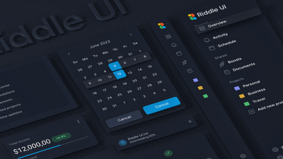 Riddle UI Web Design system (v1.0) dark mode dashboard design system figma metrics minimal product design table tabs ui ui design ui kit user interface ux ux design web app