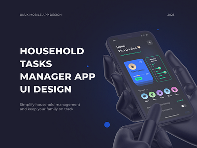 Household tasks manager app app design black challenges challenges app chores create create task dark ui design family household household tasks manage manager app mobile ui modern organize tasks manager ui user interface