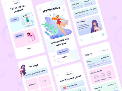 My Diet Diary | Mobile App Design Concept app design ui ux