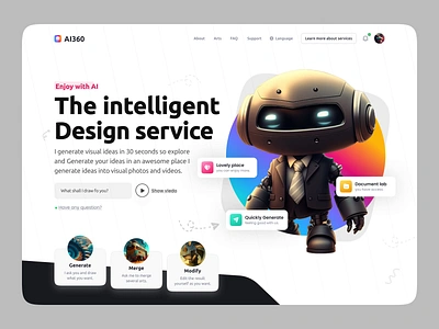 AI generation process web design ai ai application ai generation ai web ai website animate animation chat gpt chatgpt header home page index landing page minimal product design robot trend ui ux web design