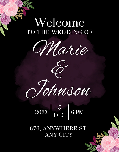 Minimalist Modern Black Wedding Welcome Sign branding bridal shower design graphic design illustration typography vector wedding wedding invitation welcome sign