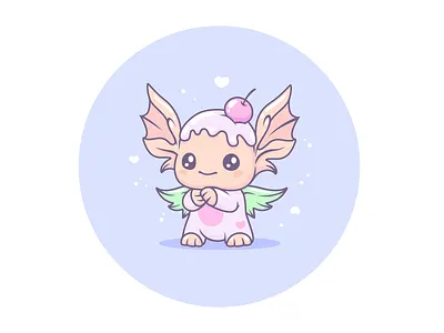 Sweet cute monster angel character children cute ears emotion game ice cream icon illustration kawaii logo magenta monster pastel sweet ui vector wings ср