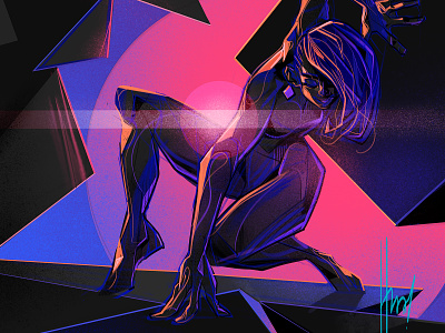 The Master of Shapes ⚫ 🟪 🔺 backlight cool covergirl dark sun epic future gravity illustration polygons sexy silhouette superhero