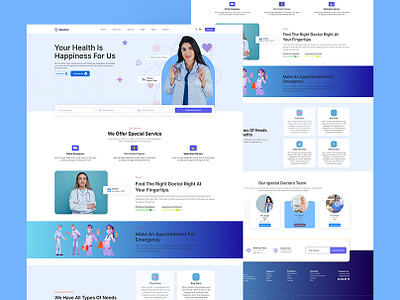 Medical Website Landing Page Ui Design apps design care clinic design eye health hospital illustration landing page logo medical apps design medical case study medical landing page medical shoots medical ui design medical ux medical website medicine nurse ui