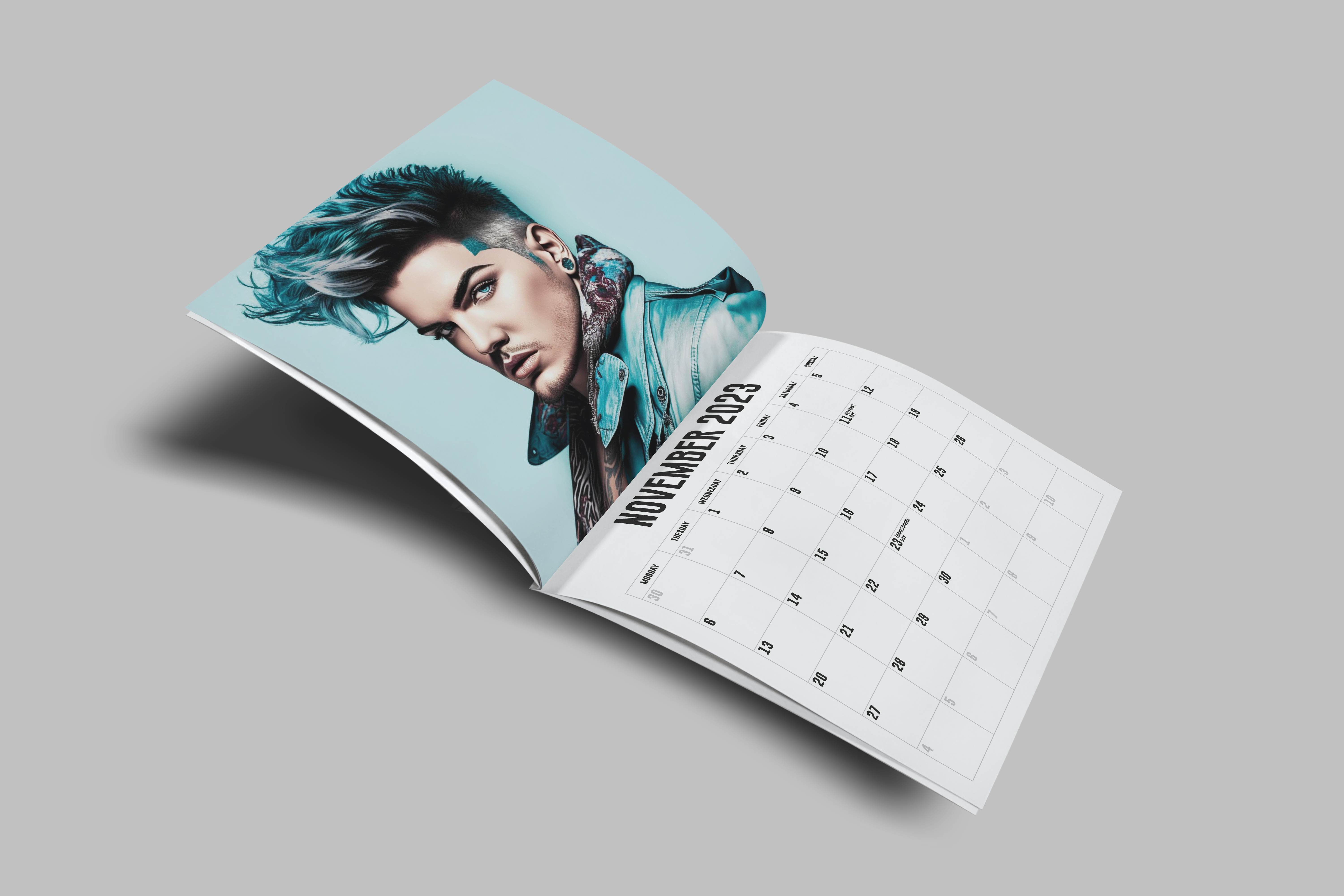Adam Lambert 2023 Calendar 2023 adam lambert ai ai generated art artwork brand branding calendar design digital drawing flat graphic design illustration logo minimal poligraphy print vector