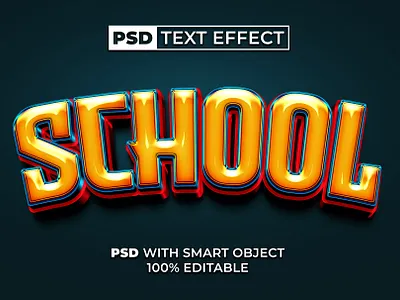 School text effect curved style for photoshop bold design editable effect font lettering logotype modern psd school shiny style text type typeface typography yellow