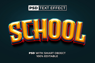 School text effect curved style for photoshop bold design editable effect font lettering logotype modern psd school shiny style text type typeface typography yellow