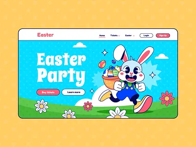 Easter Bunny 🐰 award blue branding bunny character design colorful cute easter easter egg eggs freepik illustration mascot pikisuperstar stroke videogame