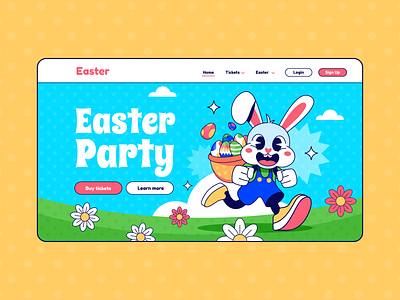 Easter Bunny 🐰 award blue branding bunny character design colorful cute easter easter egg eggs freepik illustration mascot pikisuperstar stroke videogame