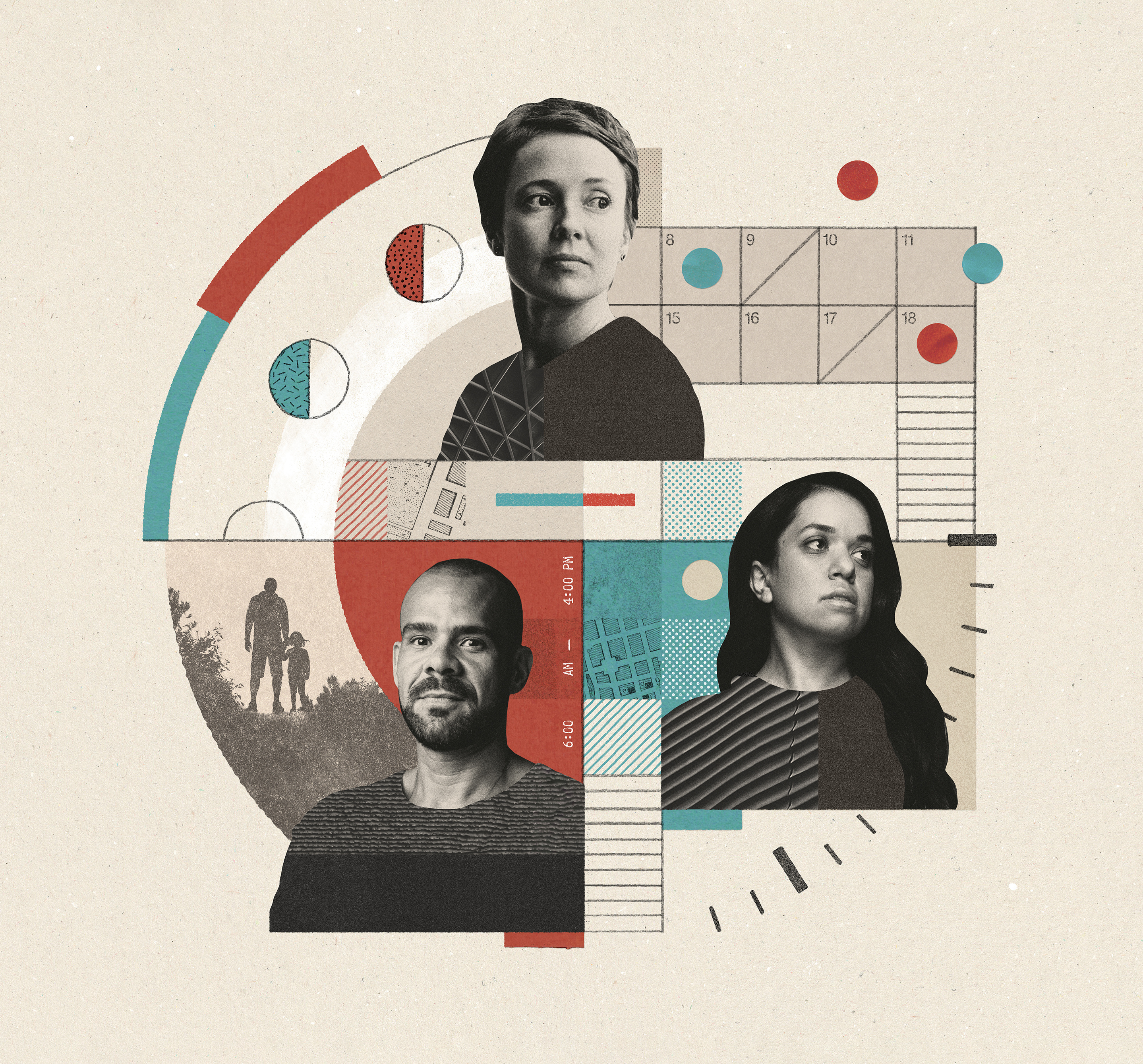 Workplace Equity 1 art business calendar collage corporate cover design digital art editorial illustration leadership magazine people profile schedule shift