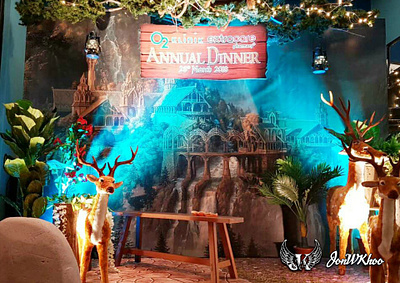 O2 Clinik 2018 (Rivera Rainforest Theme) | Annual Dinner annual dinner backdrop design entrance graphic design illustration jonwkhoo o2 clinic photo corner photobooth visual art deco