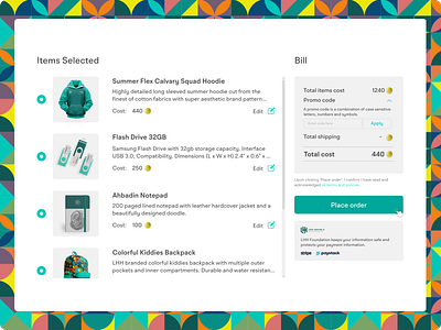 LHH E-commerce Cart Check Out cart e commerce merchandize user interface design