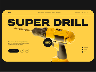 Drill site options | UI/UX branding design drill drill website figma illustration instrument logo photoshop repair tool tool website typography ui ux инструменты ремонт сайт для инструмента сайт дрели