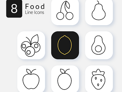 Food Line icons app food food icons fruts graphic design icins illustration line icons lineicons mobile vector web