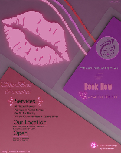 Beauty salon flyer graphic design poster