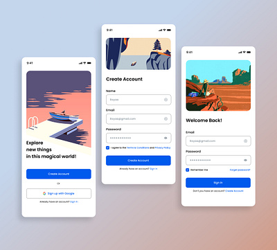 Visual Discovery App - Sign up & Sign in Pages app sign in sign up ui