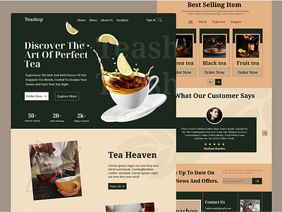 Tea Shop Website Design branding design graphic design illustration landing landingpage logo ui ux vector web design website