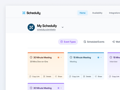 Schedully - Dashboard Screen calendar dashboard design login logo product design schedule signin ui user interface ux web design webapp