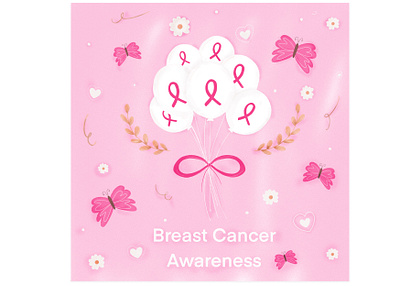 Illustration for Breast Cancer Awareness awarness breast cancer design digital art hand draw illustration logo pink postcard printable ribbon symbol women