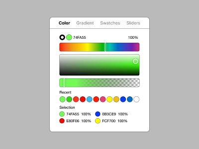 Color Picker Panel 🎨 color picker colors design system figma flat gradient hex code minimalism opacity swatches ui design