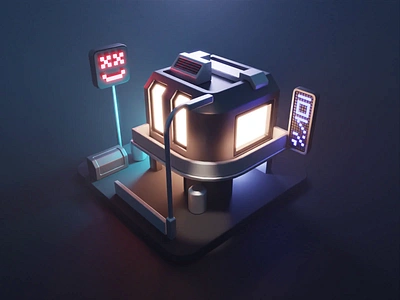 Cyberpunk Building Tutorial 3d blender cyberpunk diorama illustration isometric lowpoly render tutorial