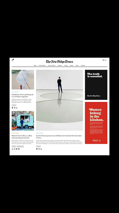 The New Brooklyn Times animation branding e commerce ec site front end development media site react shopify ui ux design web design web development web site