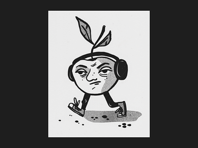 Gloomy cherry art black and white character comic art digital art illustration
