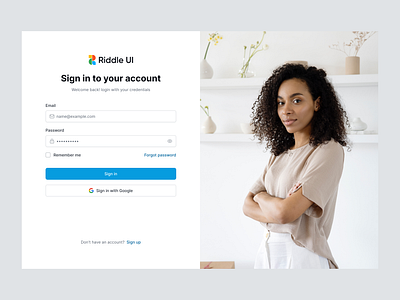 Riddle UI Web Design system (v1.0) dark mode dashboard design system figma metrics minimal product design sign in table ui ui design ui kit user interface ux ux design