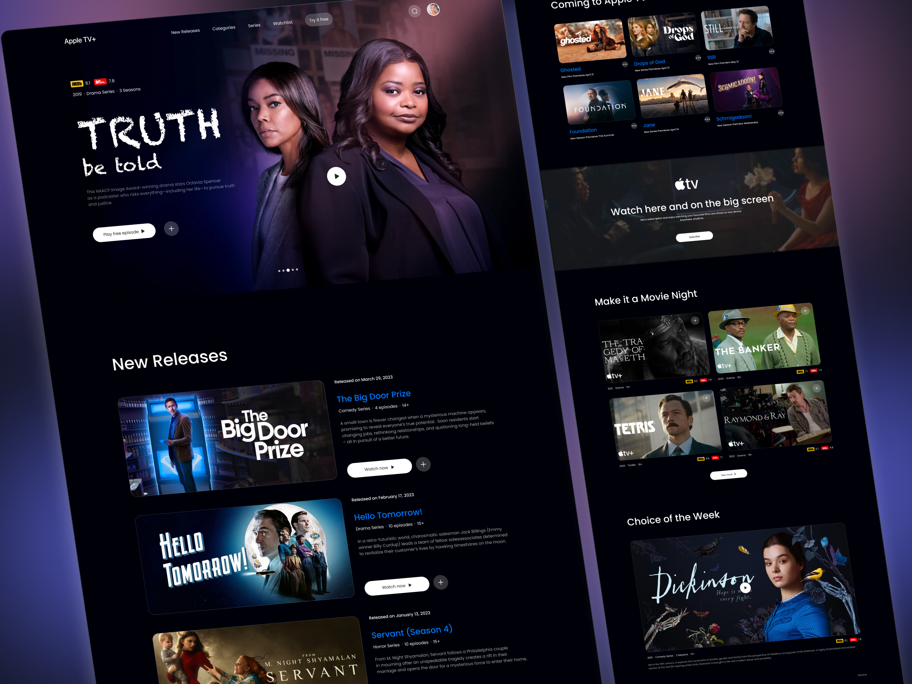 Apple TV+ Redesign Concept apple tv design figma promo page redesign concept streaming service ui ux web design