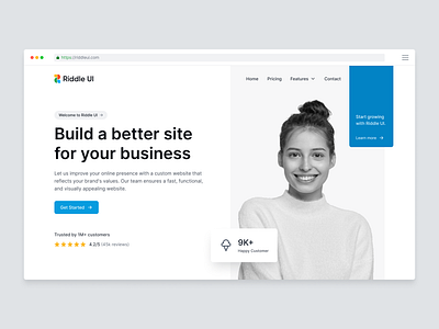Riddle UI Web Design system (v1.0) dark mode dashboard design system figma hero section landing minimal product design ui ui design ui kit user interface ux ux design