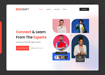 Education Hero section Landing Page Design adobe e learning education figma landingpage photoshop ui ui design uiux user interface visualdesign webdesign