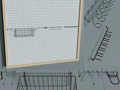 Peg Board and Accessories 3d blender