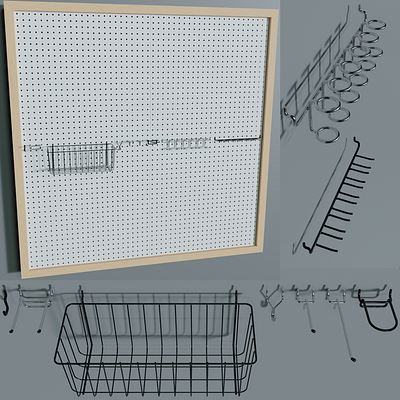 Peg Board and Accessories 3d blender