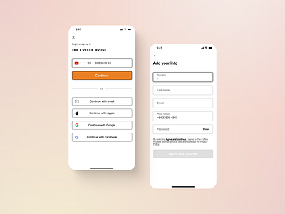 Daily UI 001: The Coffee House - Sign up app mobile app the coffee house ui