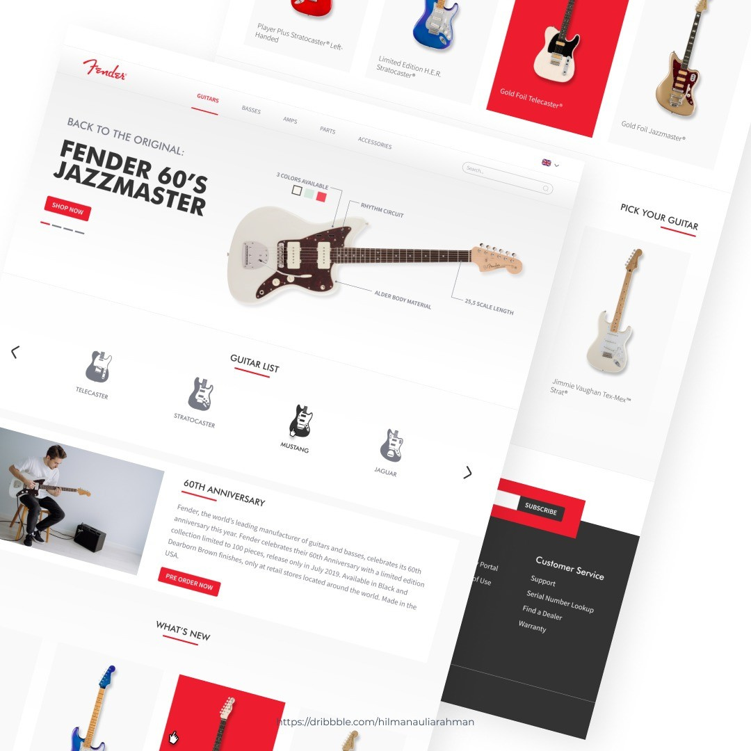 Fender Guitar Store site by Hilman AR on Dribbble