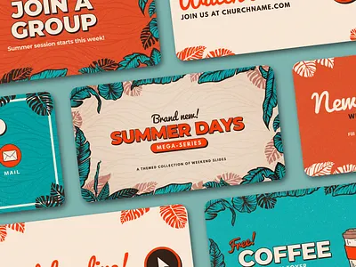 Summer Days Mega-Series church colorful days design graphic design mega series ministry proclaim promedia retro series sermon service slides summer tropical vintage weekend