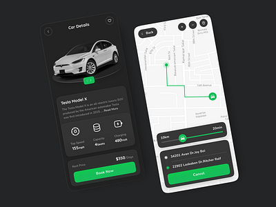 T-Car | App Design app car darkmode design mobile tesla ui
