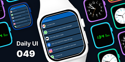 Daily UI Challenge #049 - Notifications 049 3d 49 branding daily ui challenge design figma graphic design illustration logo notification smart watch ui ux vector